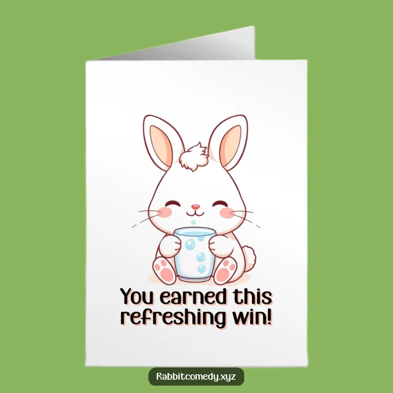 Free Printable Congrats Card: Contented Rabbit Dewdrop - Joyful Downloadable Gift!