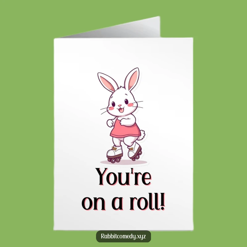 Free Printable Congrats Card: Speedy Rabbit on Skates for Your Victory Lap