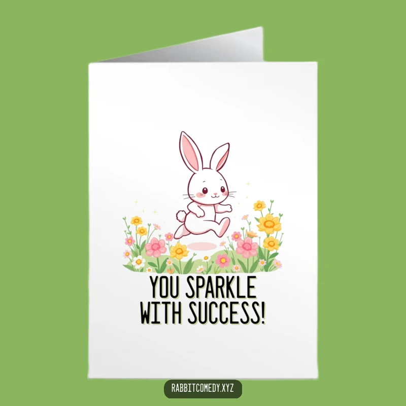 Free Printable Sparkle Rabbit Congrats Card - Energetic Fun Downloadable Gift
