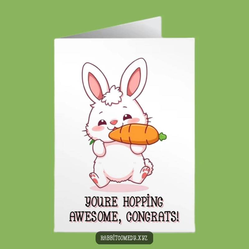 Free Printable Congrats Card: Rabbit Carrot Trick - Celebrate with Playful Skill!