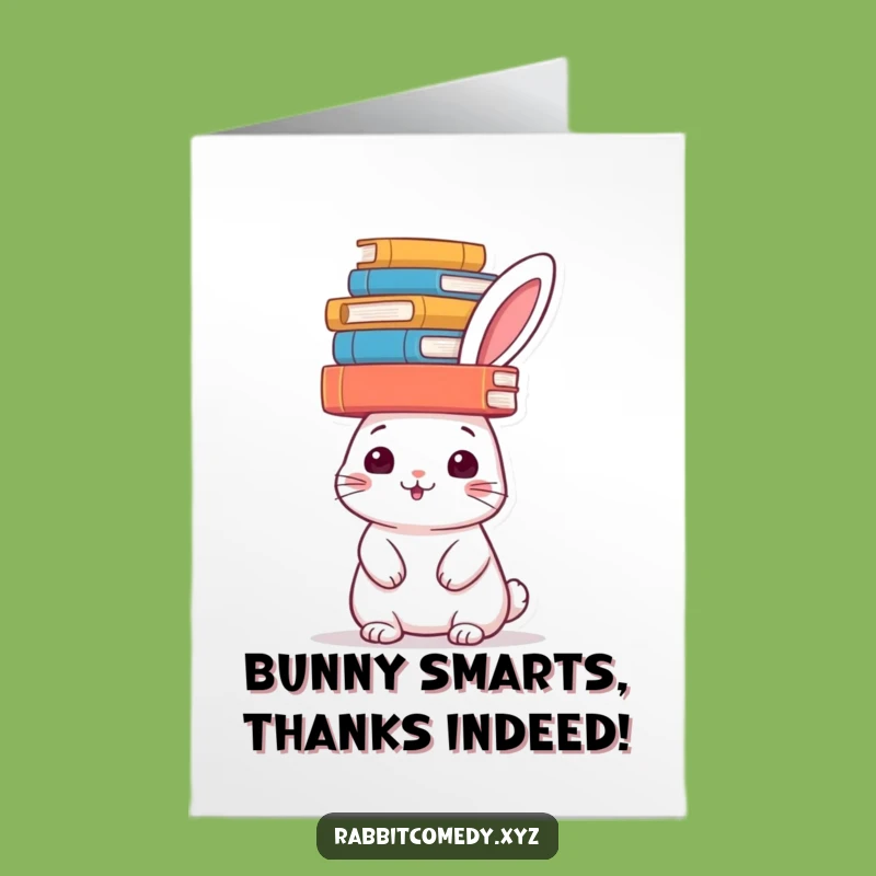 Free Printable Book Rabbit Thank You Card: Funny Balanced Scholar, Downloadable Gratitude