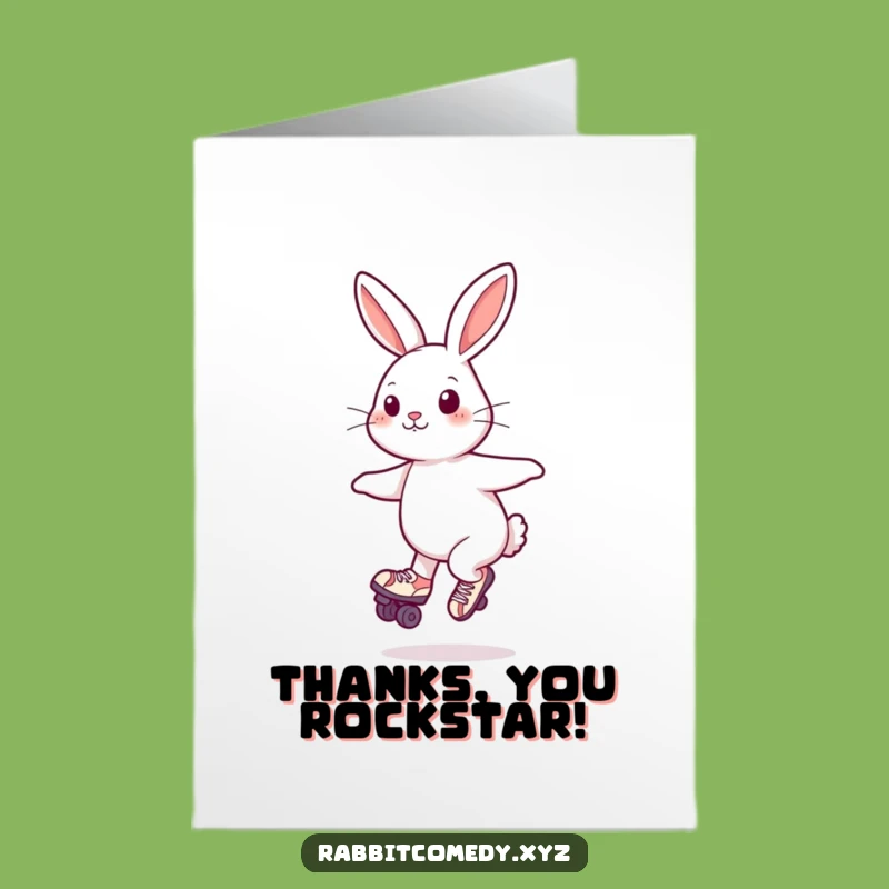 Free Printable Roller Skate Rabbit Thank You Card - Groovy Downloadable Note
