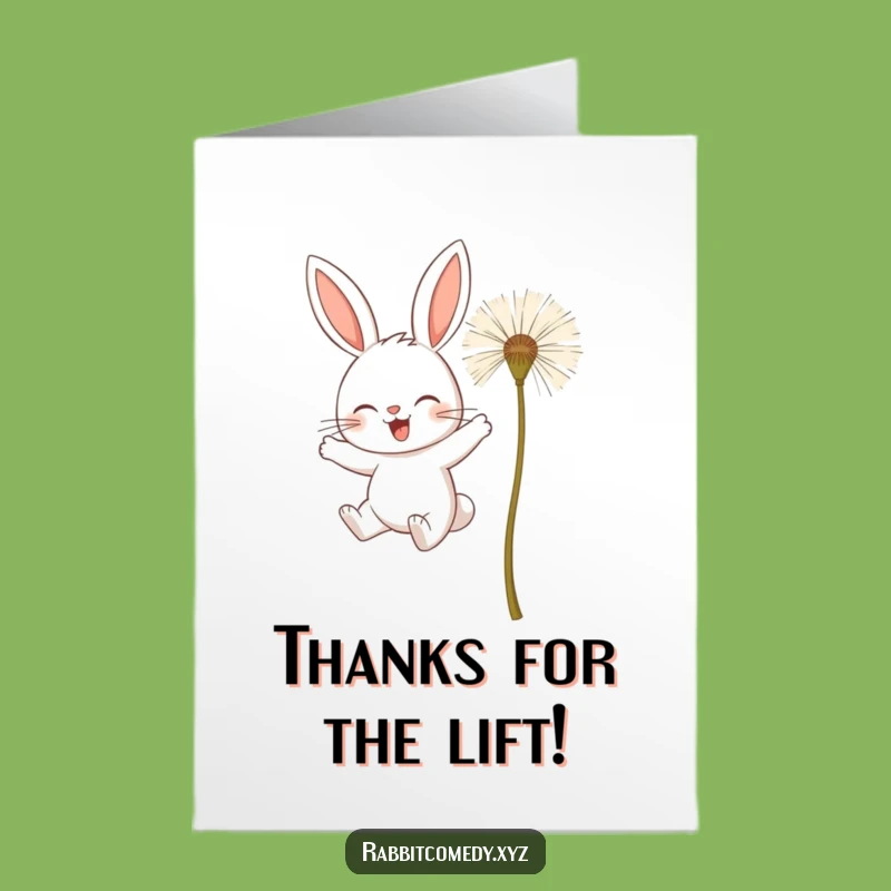 Free Printable Thank You Card: Determined Rabbit Flying, Funny Downloadable Gift for Support