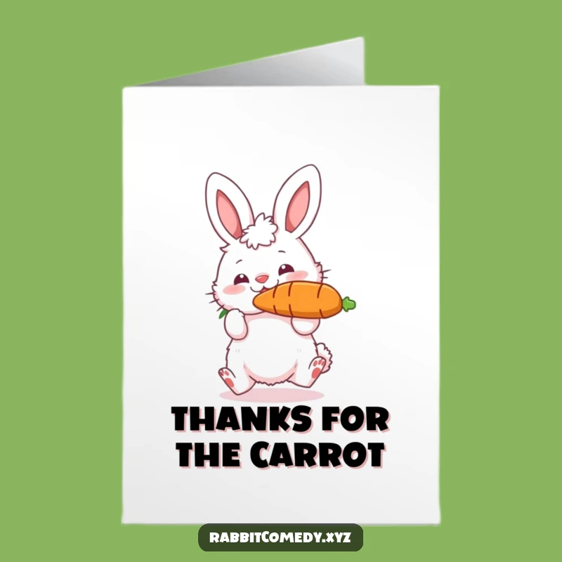 Free Printable Thank You Card: Rabbit Carrot Balance - Funny Gratitude Gesture