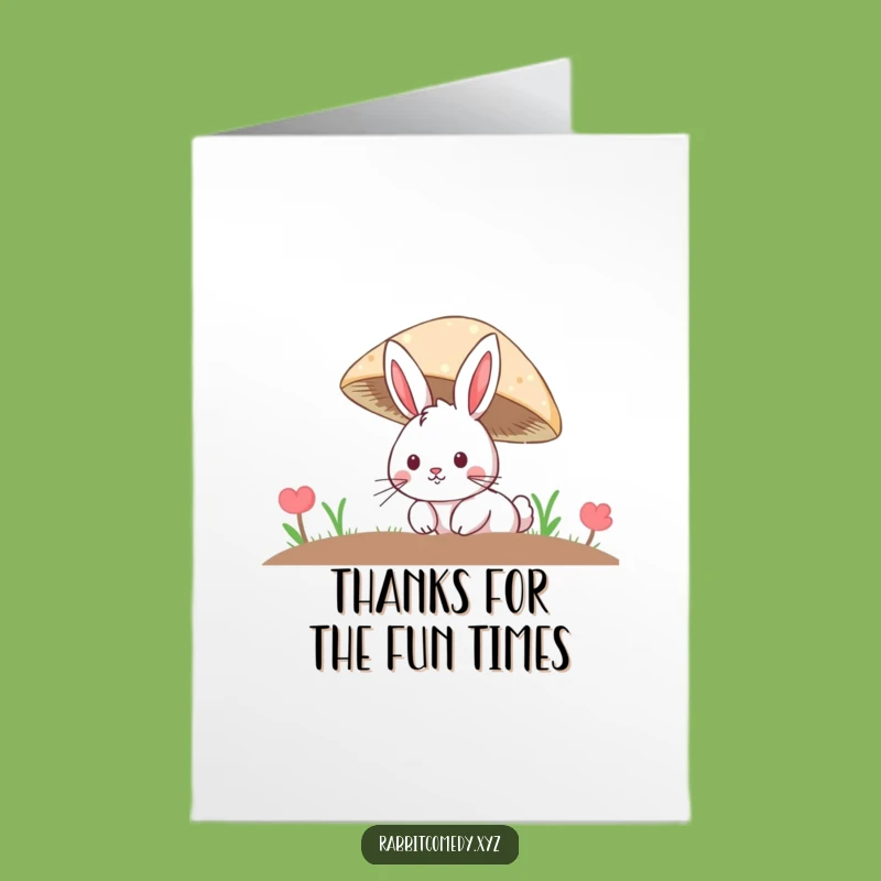 Free Printable Thank You Card: Rabbit Mushroom Peek, Perfect Downloadable Gift!