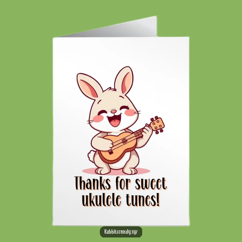 Free Printable Thanks Card: Happy Rabbit Ukulele, Funny Downloadable Gift