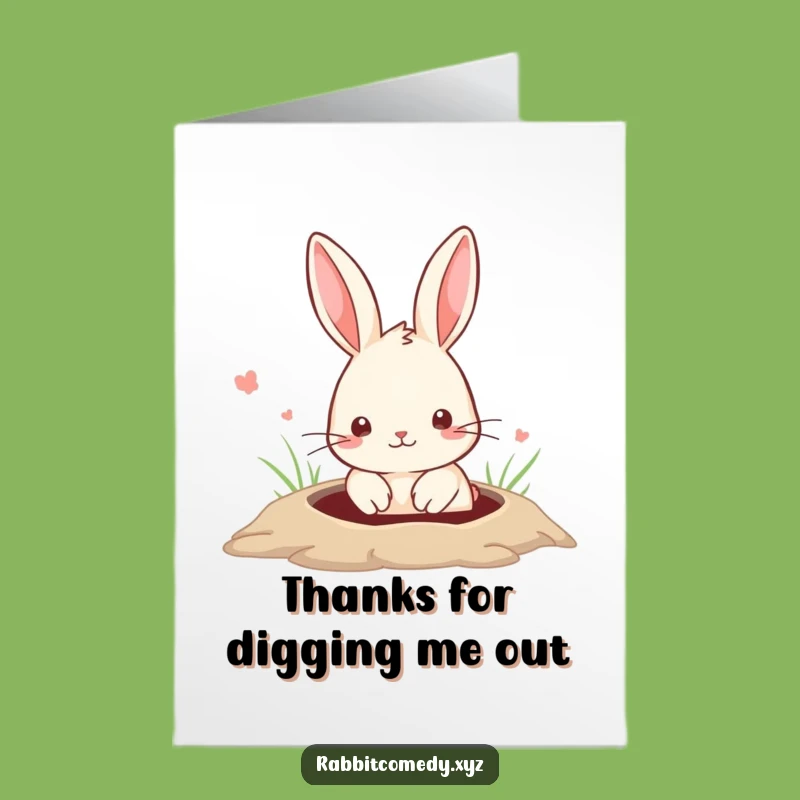 Free Printable Thank You Card: Sweet Rabbit Peeking to Express Your Gratitude