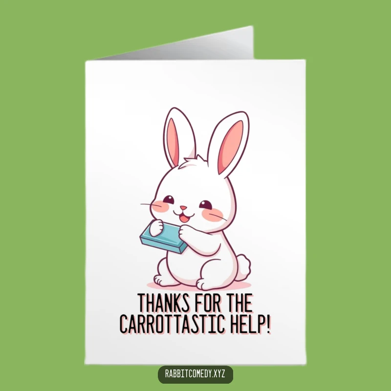 Free Printable Kawaii Rabbit Thank You Card: Harmonica Melody Downloadable Appreciation
