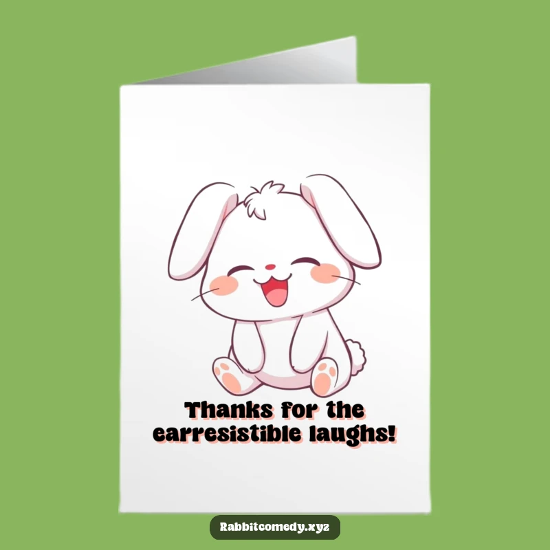 Free Printable Thank You Card: Giggling Rabbit - Adorable Downloadable Gratitude Gift