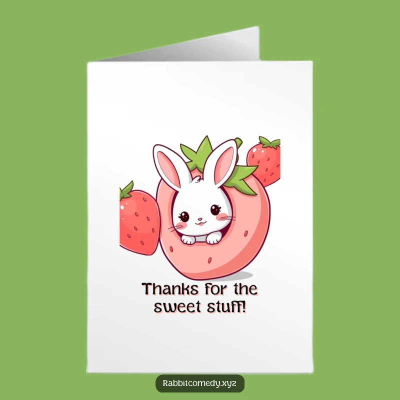 Free Printable Kawaii Strawberry Rabbit Thank You Card: Cute Downloadable Gift for Sweet Gratitude