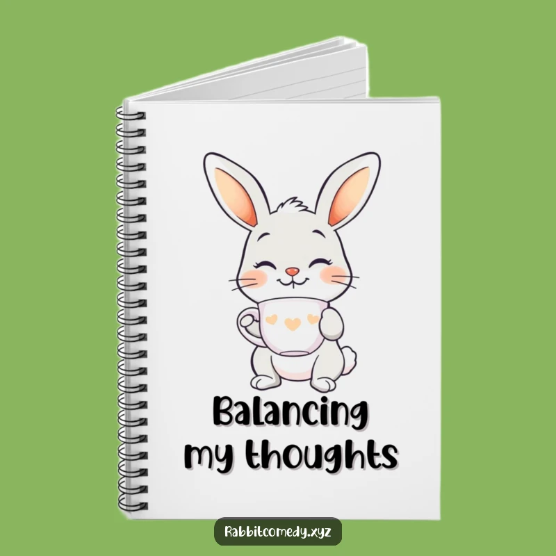 Funny Smiling Rabbit Teacup Notebook - Elegant Journal & Gift