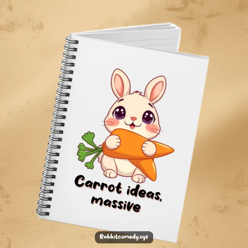 Funny Notebook: A lined journal featuring a rabbit with wide eyes, caught off guard by a huge carrot.