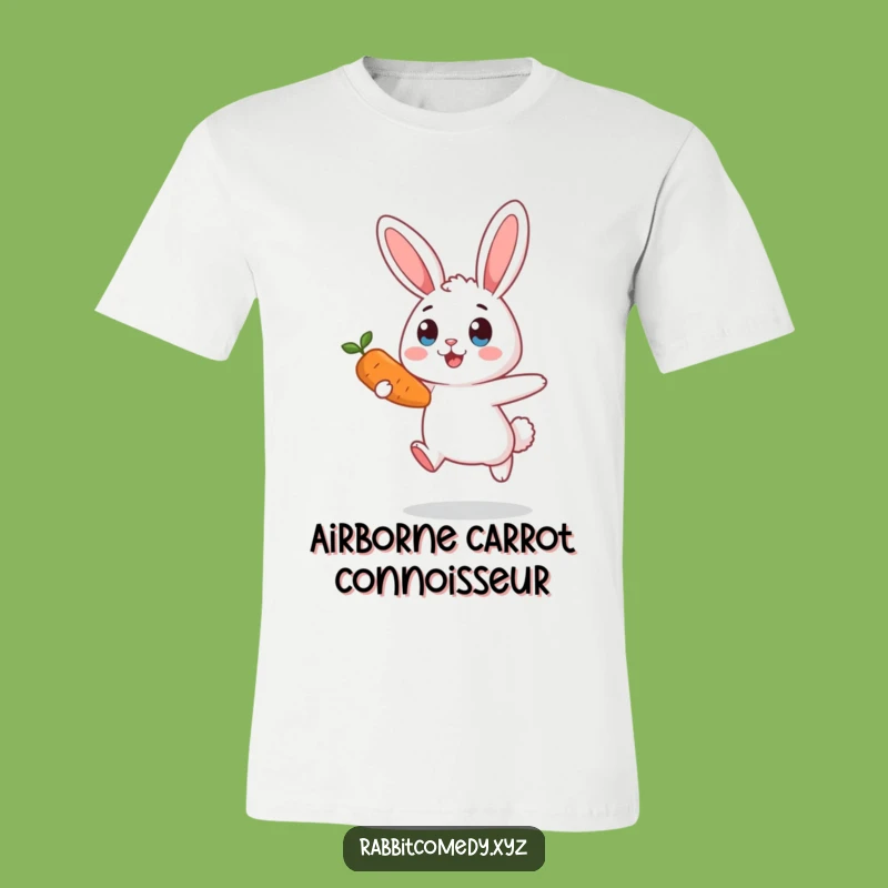 Funny Surprised Rabbit Carrot Chase T-Shirt - Comical Cartoon Tee Gift