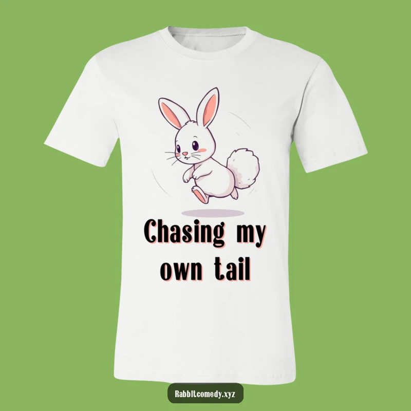 Funny Dizzy Rabbit Tail Chase T-Shirt - Playful Circle Tee