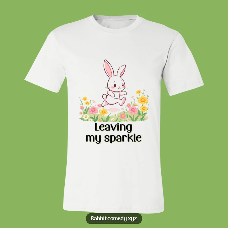 Funny Energetic Rabbit T-Shirt, Sparkle Dash Tee, Comedic Active Wear Gift