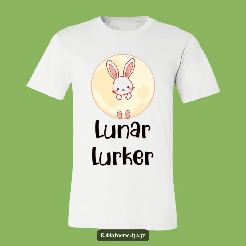 Funny Peeking Rabbit Moon T-Shirt - Cute & Mysterious Cartoon Tee Gift