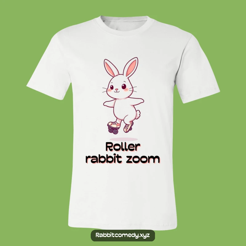 Funny Playful Rabbit Roller Skate T-Shirt: Energetic Character Funny Gift