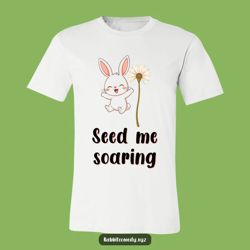 Funny Determined Rabbit Flying T-Shirt - Dandelion Pilot Tee - Go-Getter Gift