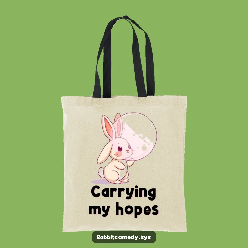 Funny Bubble Chase Rabbit Tote Bag, Floppy Ear Carryall, Whimsical Humorous Gift