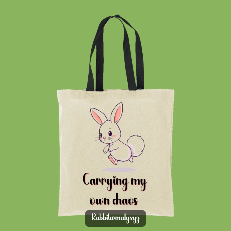 Funny Dizzy Rabbit Tail Chase Tote Bag - Playful Circle Gift
