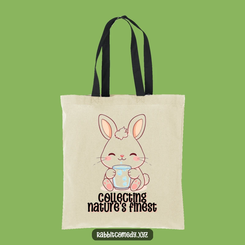 Funny Contented Rabbit Dewdrop Tote Bag - Carry Your Calm & Humor Anywhere
