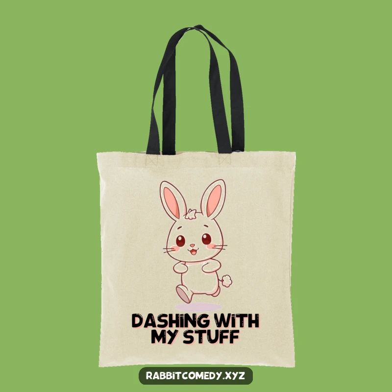 Funny Dashing Rabbit Tote Bag: Carry Your Speed in Style