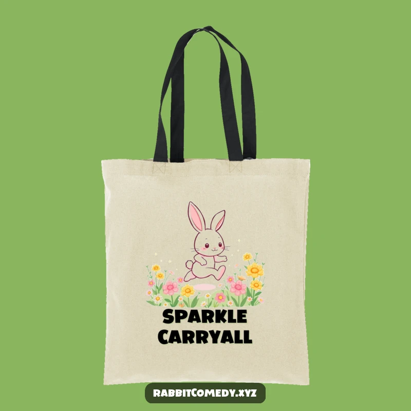 Funny Energetic Rabbit Tote Bag, Sparkle Carry-All, Practical Humorous Accessory