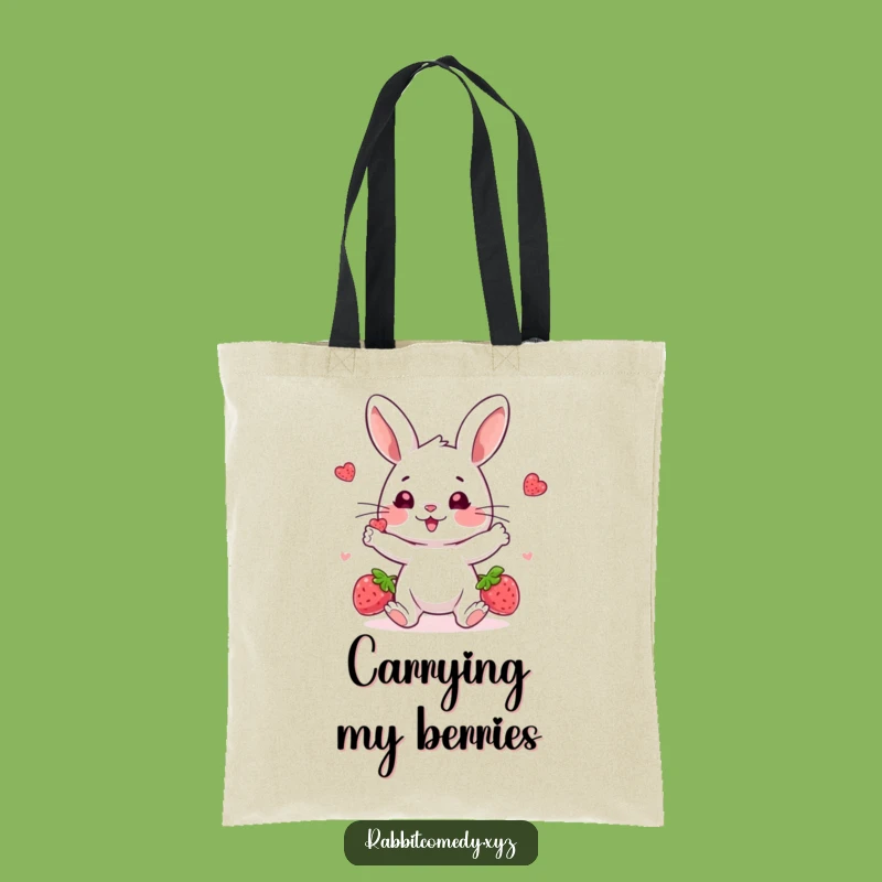 Funny Juggling Rabbit Tote Bag, Berry Carrier, Practical Humorous Accessory
