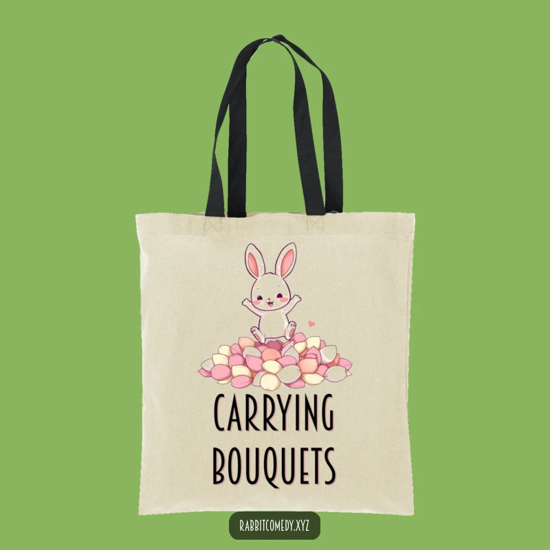 Funny Jumping Rabbit Tote Bag - Petal Pouch - Colorful Errand Gift