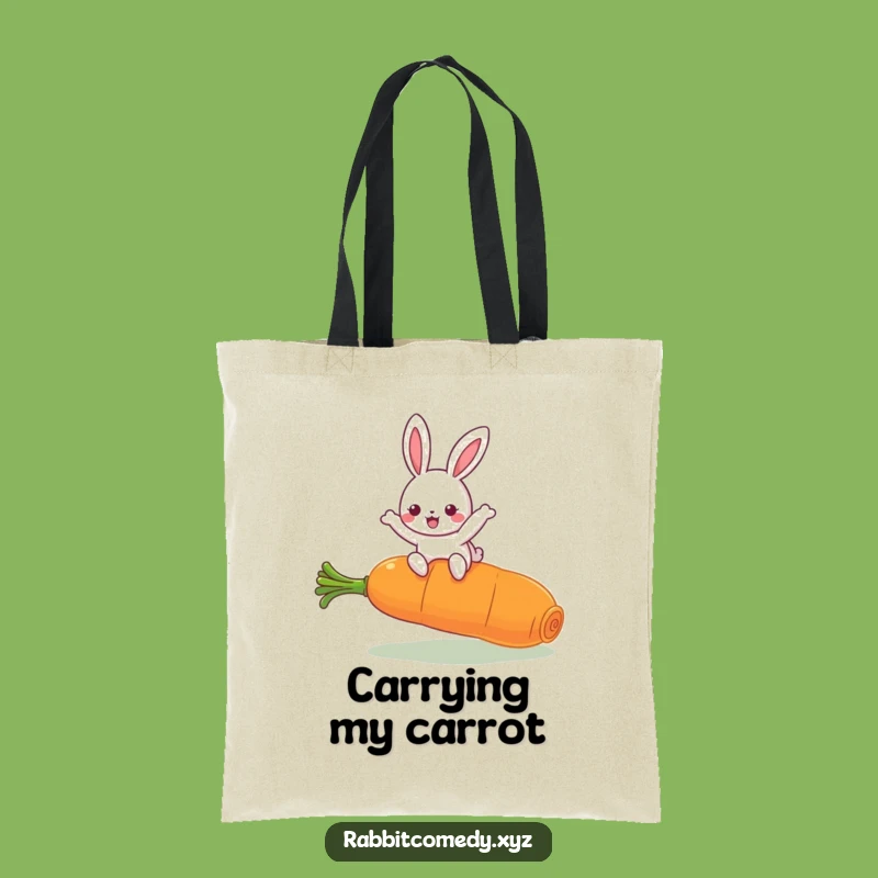 Funny Kawaii Rabbit Leaping Carrot Tote Bag: Stylish and Spacious Funny Gift