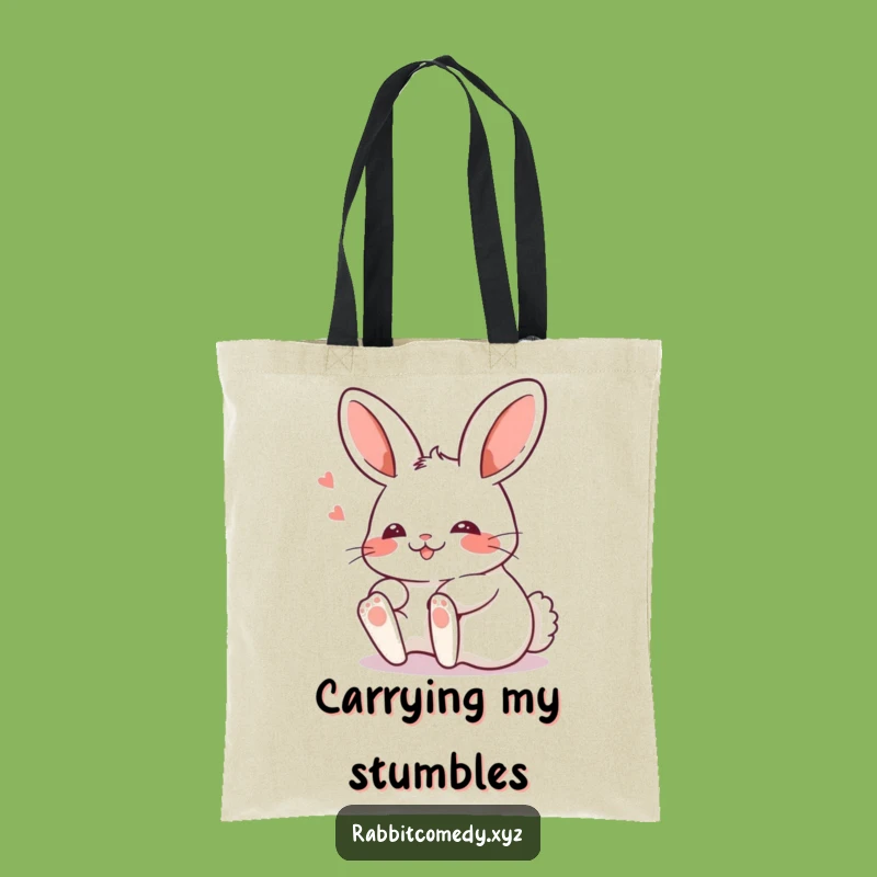 Funny Kawaii Rabbit Tripping Tote Bag: Carry Your Mishaps in Style