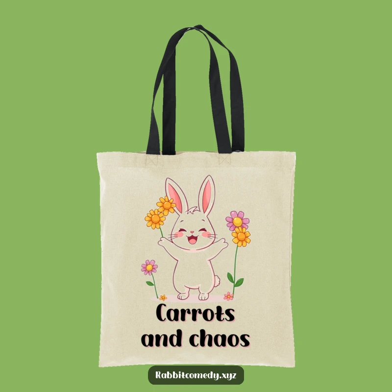 Funny Rabbit Juggling Flowers Tote Bag: Carry Your Essentials with Style